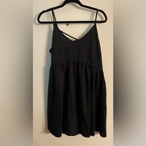 Simple black tank dress with detailed back